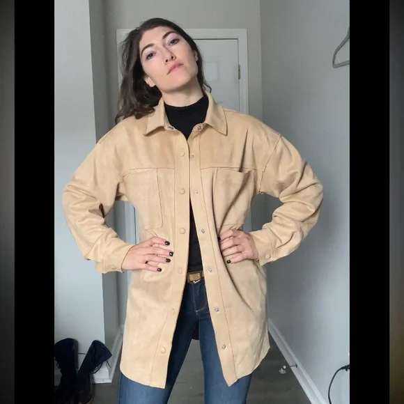 Beige Shacket / Chore Coat - Picture 1 of 9
